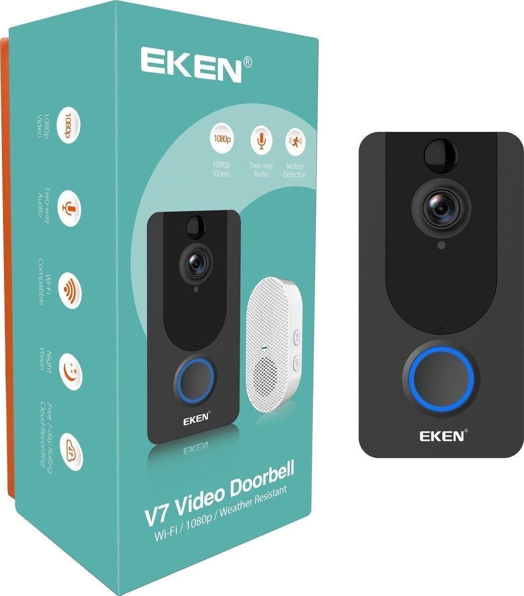 Eken Video Deurbel - 1080P - Draadloos - Zwart