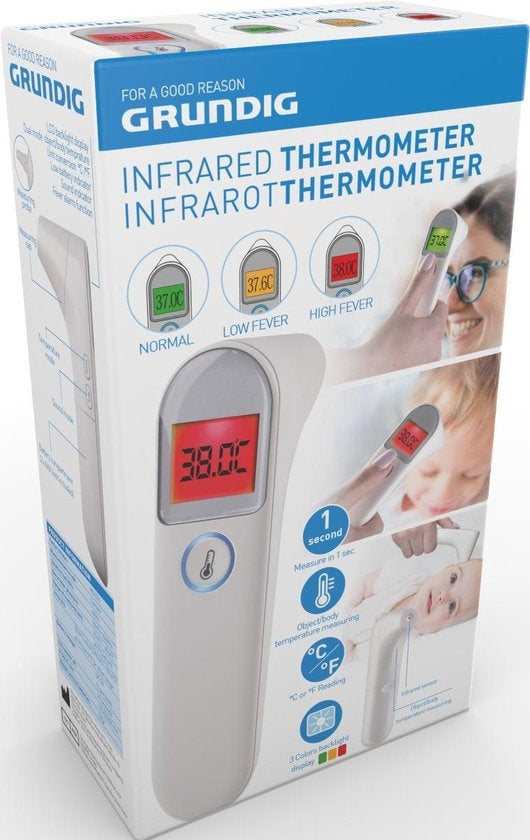 Grundig Infrarood Thermometer - Koortsthermometer - Voorhoofd- en Oorthermometer