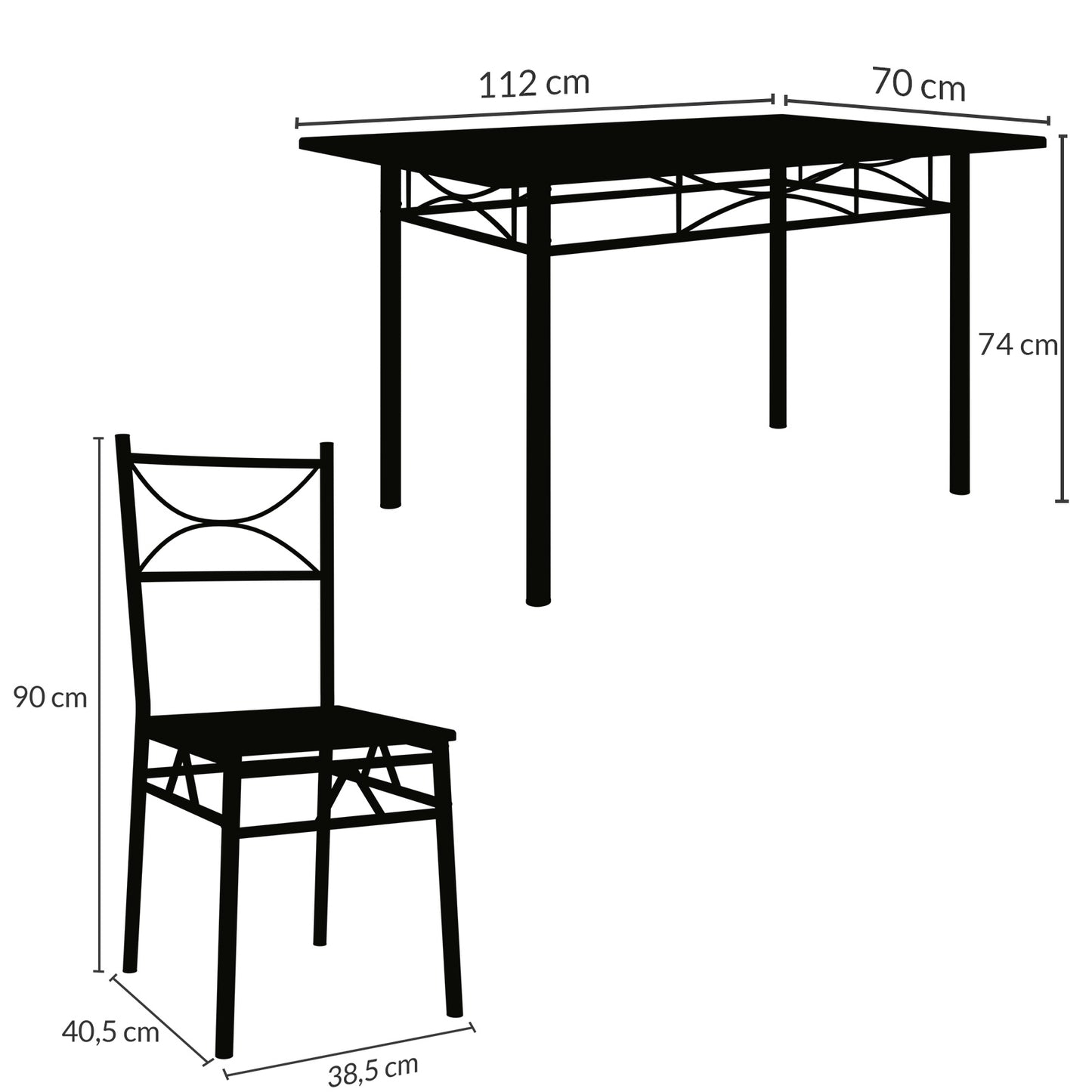 Casaria Eettafel Set 5 delige -Eettafel + 4 stoelen - Wit