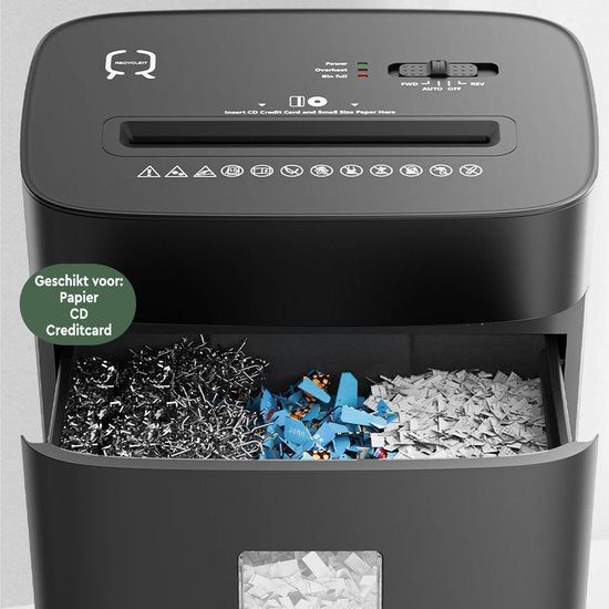 BRASQ Papierversnipperaar met Opvangbak Zwart - 20 Liter Papiervernietiger voor thuis en kantoor - Creditcard Vernietiger - P4 - 15 vel microsnippers 4 x 38 mm