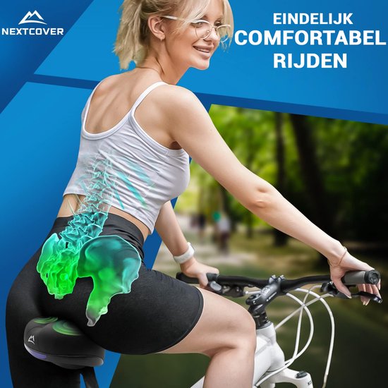 Nextcover Fietszadel - Airflow - Ergonomisch - Memory Foam - Zwart