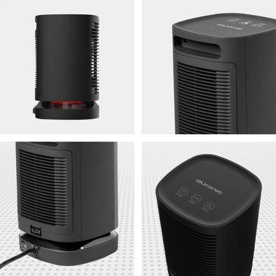 Auronic Elektrische Kachel - Ventilatorkachel - 3 Standen - 950W Heater - Keramische Kachel met LED Indicatie - Roterend - Zwart