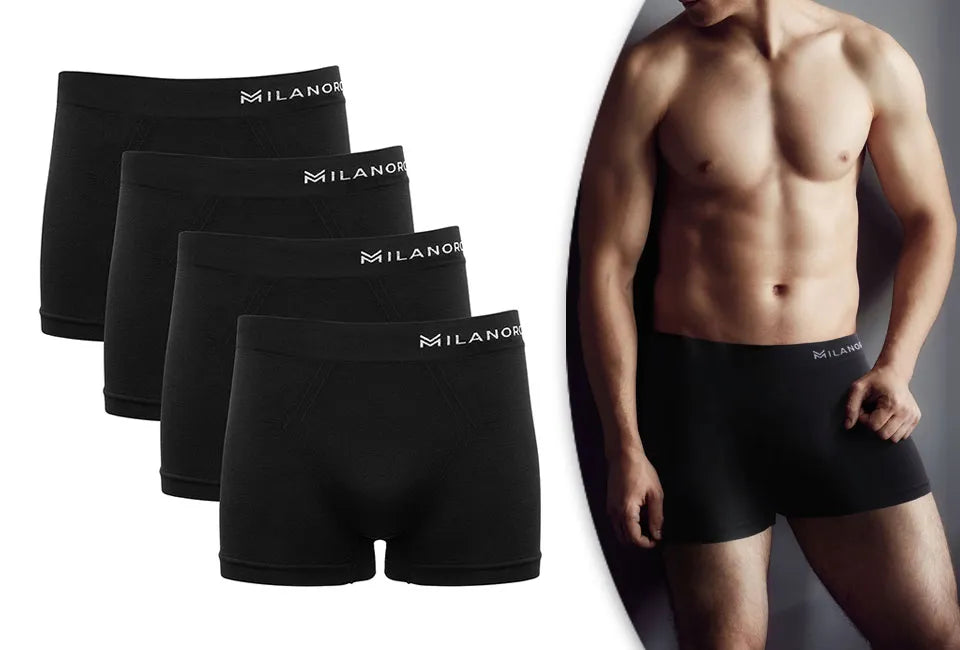 Milanoro Boxershorts Naadloos – Voorzien Van Optimale Bewegingsvrijheid En Labelvrij Ontwerp En Ademende Stretchpasvorm – Voor Dagelijks Gebruik – Zwart Polyamide – Maat L – 4 Stuks
