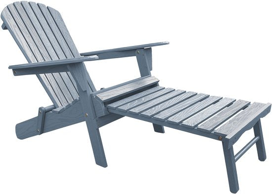 AXI Alexa Adirondack Stoel Grijs – Met Voetenbank - Houten loungestoel met armleuningen – Opklapbaar - Hoge rugleuning - Tuinstoel – 147 x 78,5 x 89 cm – FSC 100% Hemlockhout
