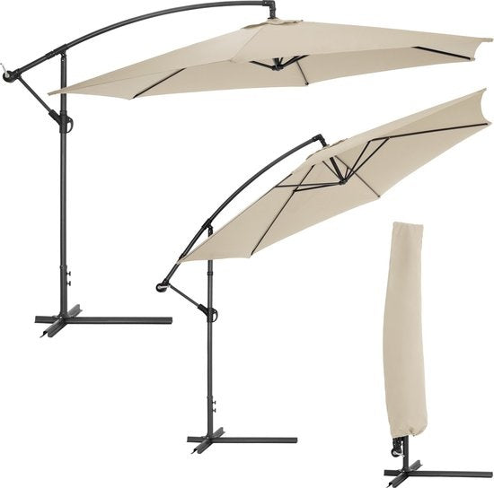 Tectake Aluminium zweefparasol 400622 - 350 cm - Beige - UV-bescherming