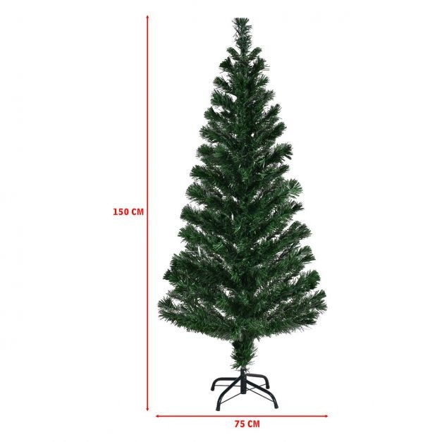 Coast Kunstkerstboom met Gekleurde Glasvezel Verlichting - 150cm - Groen