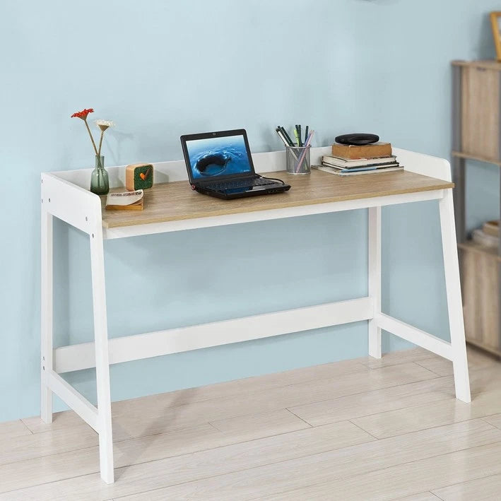 SoBuy Bureau / Home Office Desk – Wit Houten Design met Ruim Werkblad