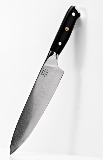 VDN Elegance Damaststaal Koksmes 21 cm – Zwart handvat, roestvrij staal