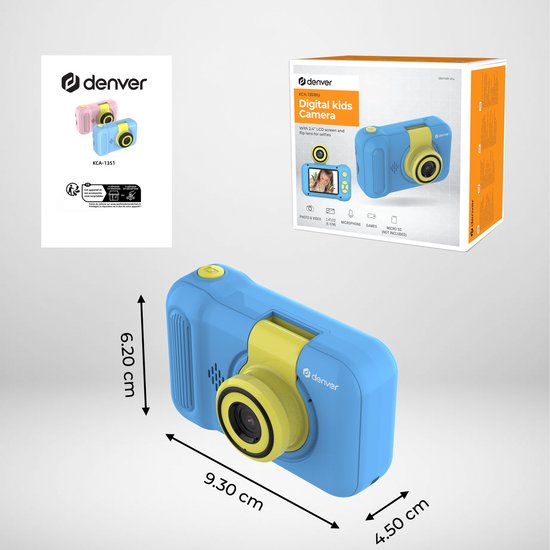 Denver Kindercamera Full HD - Flip Lens voor Selfies - 40MP - Digitale Camera Kinderen - Foto en Video - Spelletjes - KCA1351 - Blauw