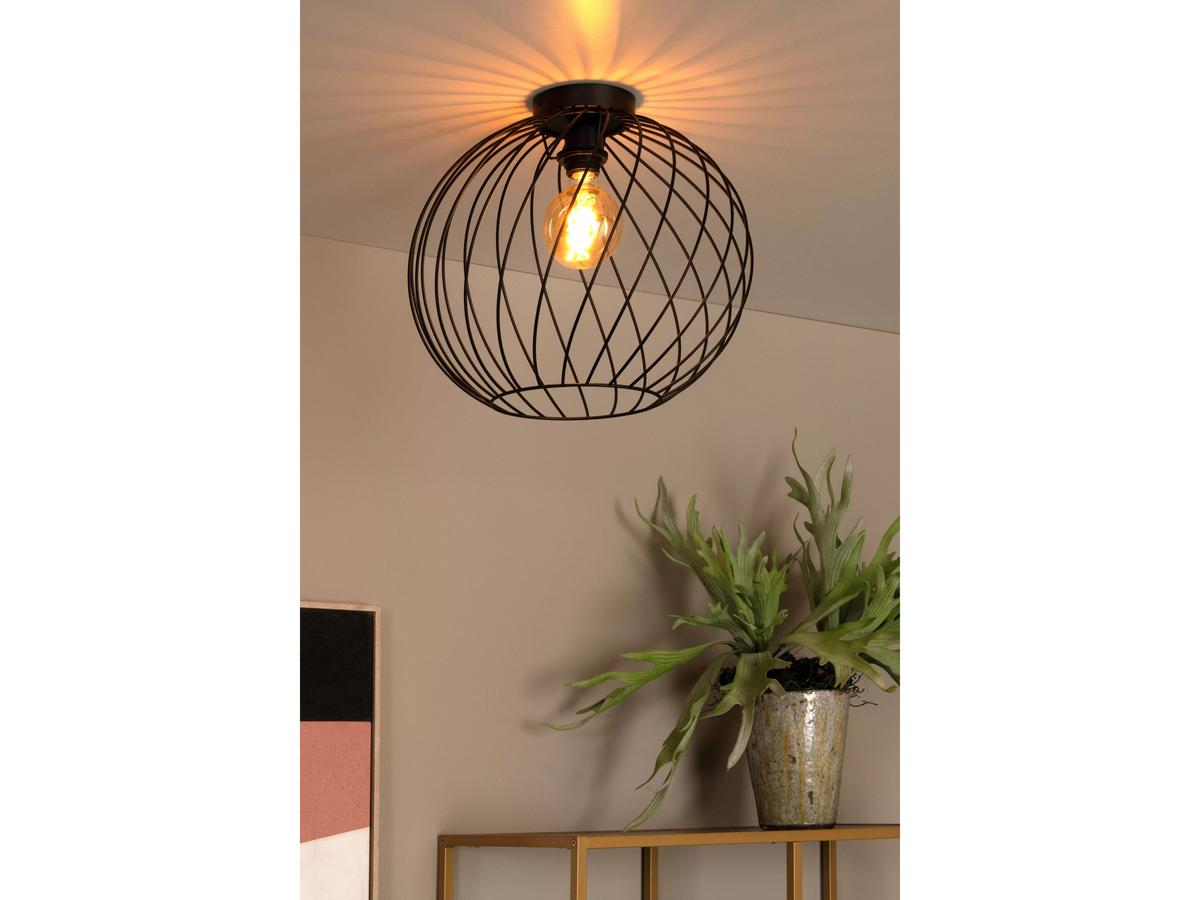 Lucide Danza Plafondlamp - Ø40 cm - 1x E27 Fitting - Zwart