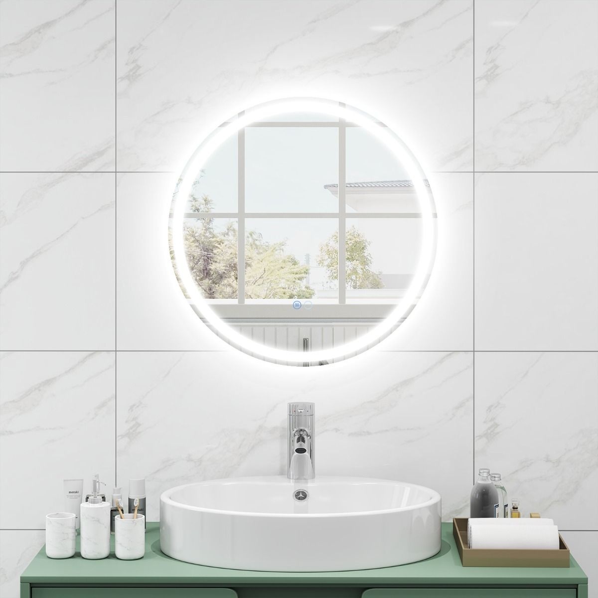 Coast Led-badkamerspiegel - dimbaar met anti-condens - geheugenfunctie - zilver 60 x 60 cm