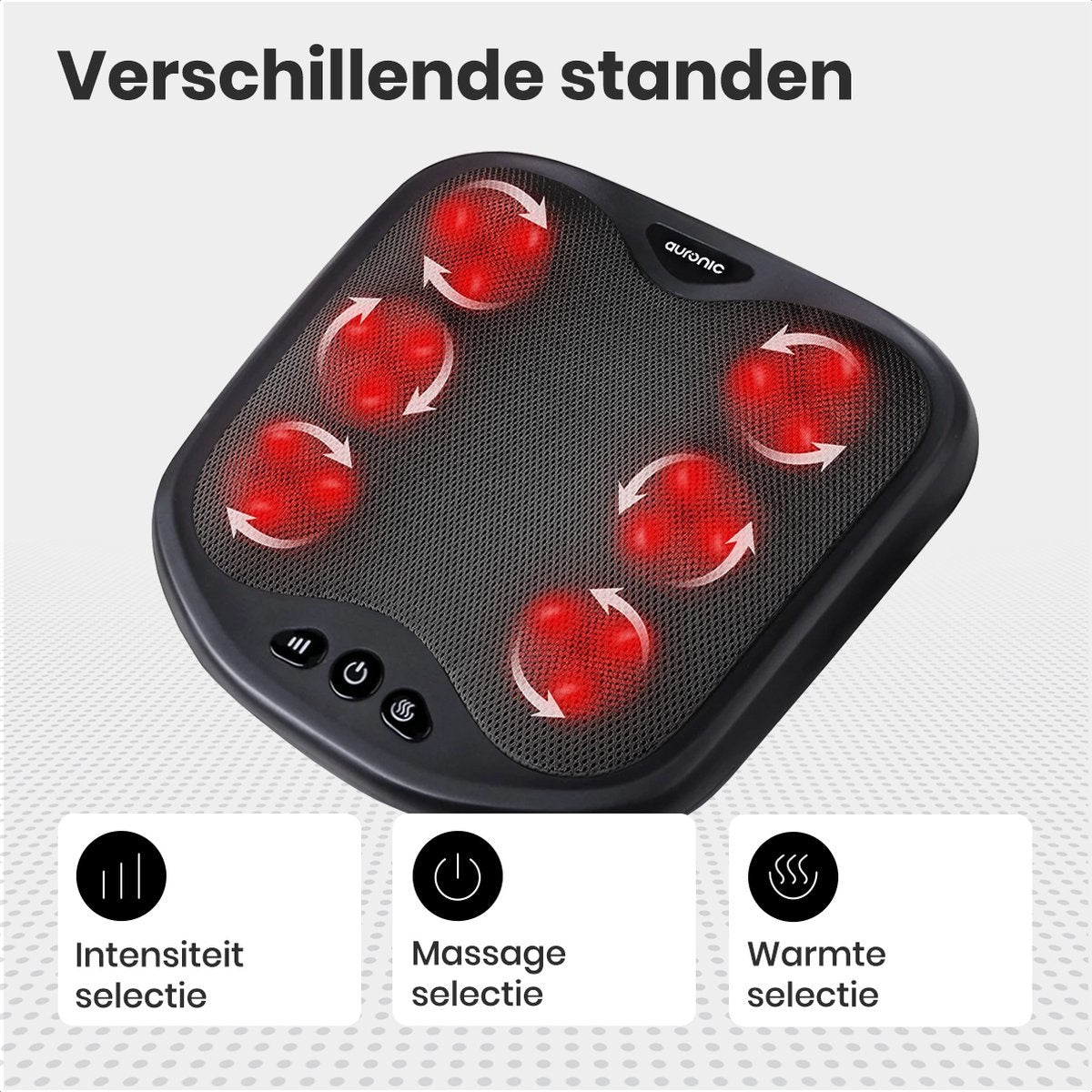 Auronic Voetmassage Apparaat – Warmtefunctie – 36,3 x 34,6 x 9 cm – Zwart
