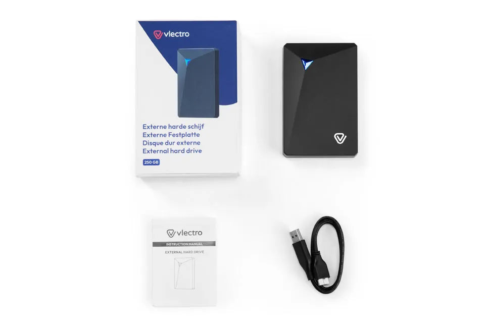 Vlectro Externe Harde Schijf - 1000GB - USB 3.0 - Aluminium - Schokbestendig