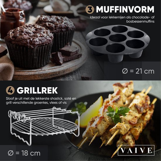 VAIVE Heteluchtfriteuse Accessoires Set - Geschikt voor alle Airfryer XL en XXL - ⌀ 20 cm