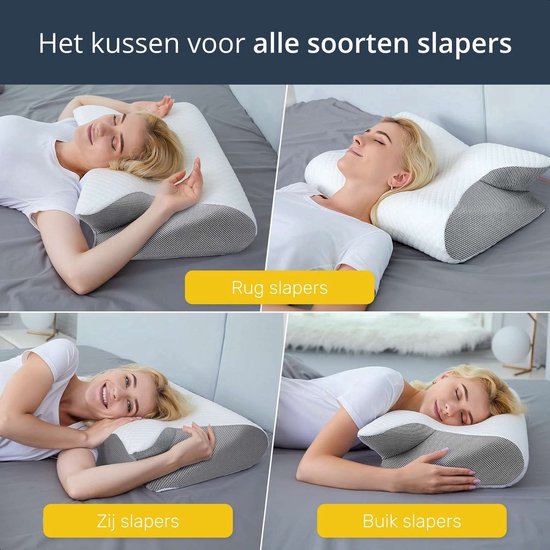 Anti snurk kussen - Voor iedere slaaphouding - 60x40 cm - Hoofdkussen - Apneu - Ergonomisch & orthopedisch - Memory foam - Alyze