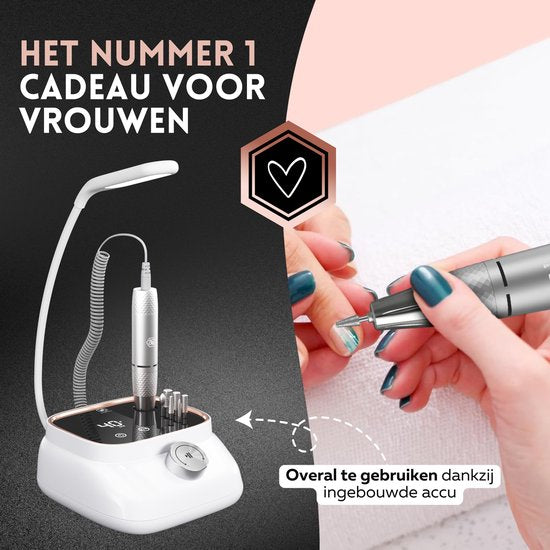 Beeperfect® Elektrische Nagelvijl Desktop Edition - Nagelfrees - Manicure en Pedicure set - 40.000RPM - Draadloos & Oplaadbaar - 11 Bitjes 3 Accessoires & 56 Schuurrolletjes - Rose Goud
