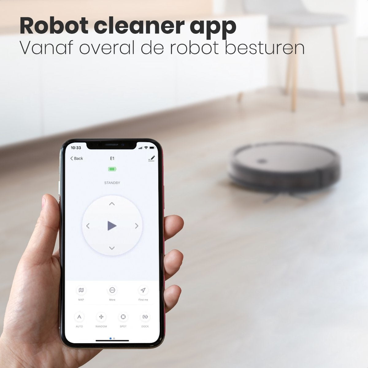 Auronic Robotstofzuiger met Dweilfunctie - WiFi en App - 1400Pa - Automatisch Laadstation - Dubbel Filtersysteem - Zwart