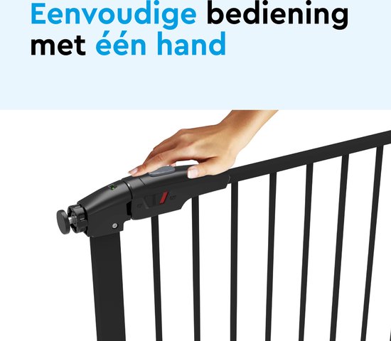 BRASQ Traphekje zonder Boren - Veiligheidshek - Kinderhekje met verlengstuk - 75 t/m 93 cm - Verlengbaar - Klembevestiging - Metaal - Hondenhek - Zwart