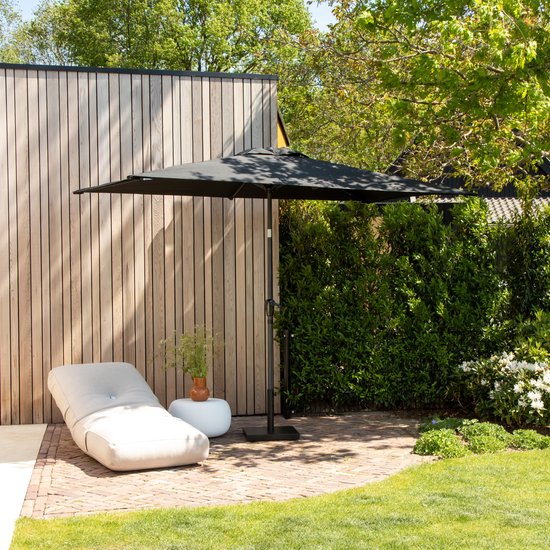 VONROC Premium Parasol Rapallo 200x300cm – Duurzame parasol - Kantelbaar – UV werend doek - Antraciet/Zwart – Incl. beschermhoes
