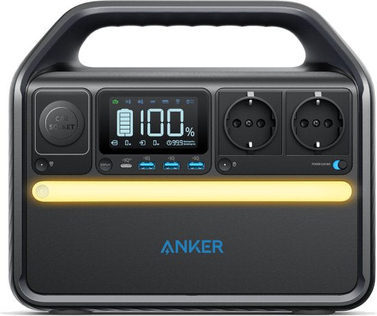 Anker 535 draagbare voeding, draagbare generator 512Wh (PowerHouse 512Wh), 500W 7-poorts buitengenerator met 2 AC-uitgangen, 60W USB-C PD-uitgang, LED-lamp voor kamperen, campers, noodgevallen en meer