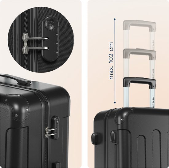 TRVLMORE Reiskoffer 110L – Hardcase ABS – 360° Wielen – Codeslot – Zwart