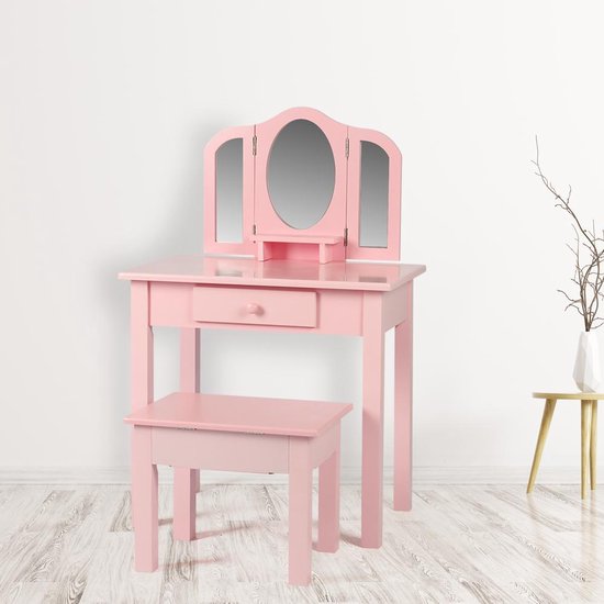VDD Opmaaktafel voor kinderen met spiegels - 40x60x90cm - Roze