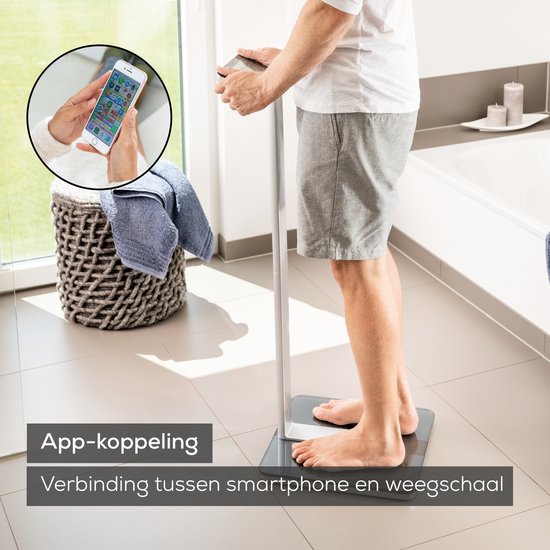 Beurer BF 1000 Super Precision Personenweegschaal - Uitgebreide lichaamsanalyse - Kolomweegschaal - Verlicht XXL display - Tot 200 kg - Kruismeting - 8 Elektroden - Bluetooth® - Beurer HealthManager Pro app - Incl. batterijen