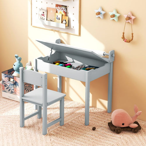 Coast Peuter Tekentafel - Met Stoel - Met Papierrolhouder - 60 x 40 x 58cm - Grijs