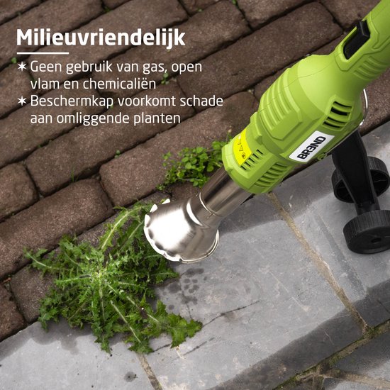 BREND BR-2229 Elektrische Onkruidbrander met Wielen – Onkruidbestrijder met Hitte tot 650 °C – Met Opzetstuk voor BBQ – Milieuvriendelijk – Groen