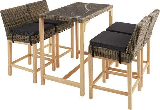 tectake® - Wicker barkruk Latina - Hoge stoel - Kruk - Keukenkruk - natuur - 404801 - poly-rattan