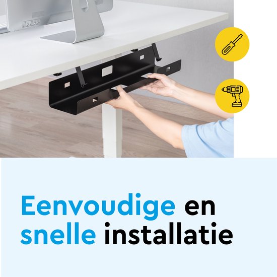 BRASQ Universele kabelgoot Zwart voor onder het bureau - Inclusief Kabel Organisers - Kabel Management - Cable Management