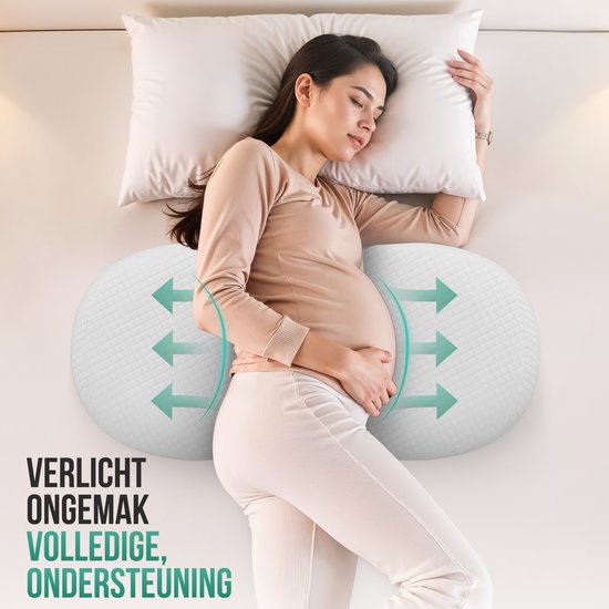 Avalo Zwangerschapskussen W-Vorm - Traagschuim - Zijslaapkussen Volwassenen - Verstelbare Wig - Buik-, Rug- & Beensteun - Voedingskussen - Lichaamskussen - Wasbare Hoes