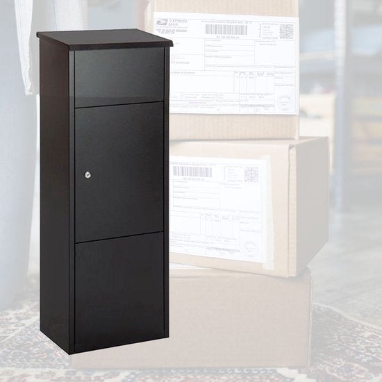 BRASQ Pakketbrievenbus Zwart PB400 - Staande Brievenbus Staal - Pakketbrievenbussen - Pakketbox 105x38x24 cm