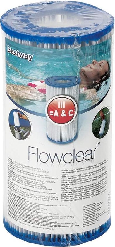 Bestway Type III Zwembadpompfilter - Voor Kristalhelder Water