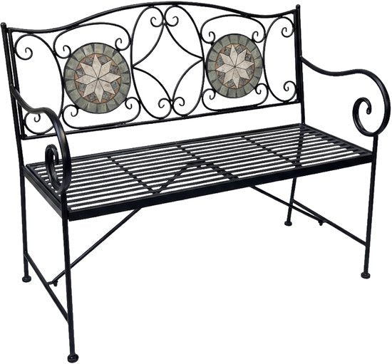 AXI Margot Mozaïek Tuinbank Ster – Grijs/bruin – Metalen Tuinbank – 107 x 54 x 92 cm – Tuinbank voor 2 Personen - Mozaïeklook – Ingelegd met keramische tegels – Voor tuin, terras en balkon