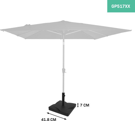 VONROC Parasolvoet – 20 kg – 42 x 42 x 8 cm – Zwart