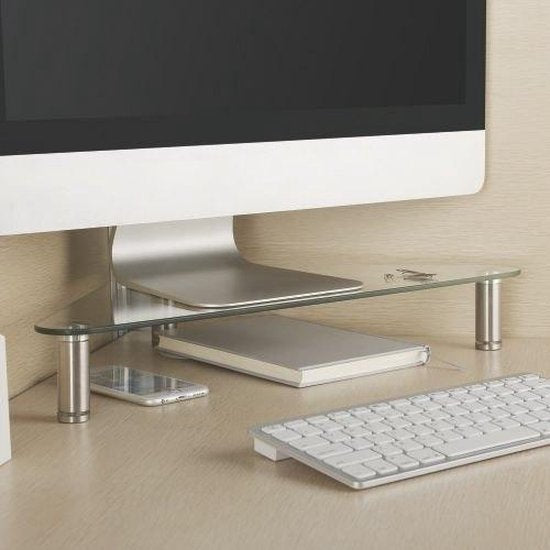 Beeldscherm monitor verhoger hoekmodel driehoek verstelbaar aluminium glas