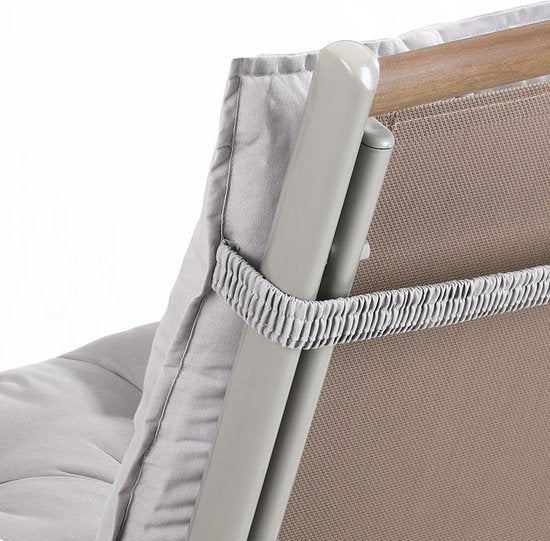 Tuinstoelkussens, stoelkussens, set van 2, grijs, 116 x 57 x 7 cm