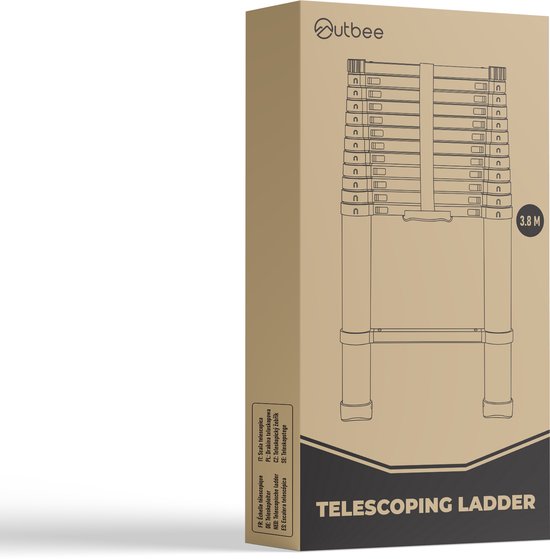 Outbee Telescopische Ladder - Telescopische Vouwladder - 3,8 m Werkhoogte - Aluminium