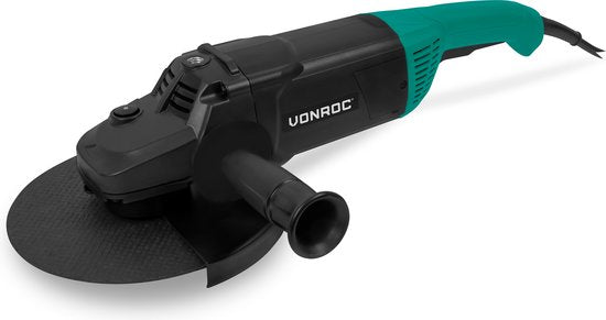 VONROC PRO Haakse Slijper - 2600W – Ø230mm – soft start - voor steen, beton en staal - incl. zijhandgreep - 3 meter kabel
