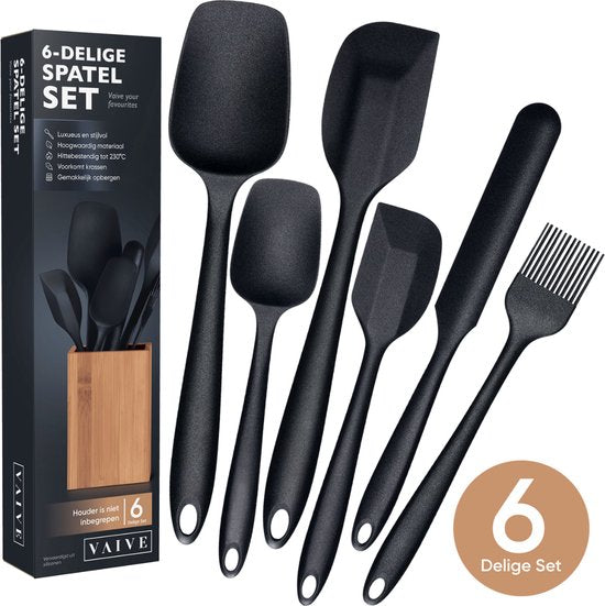 VAIVE Spatel set 6 Stuks - Spatel silicone - Spatelset – Keukengerei – Pannenlikker - Bakspaan- Pottenlikker