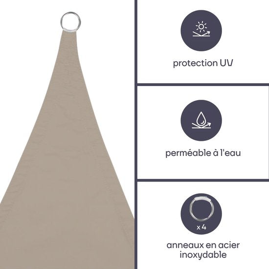 Perel Schaduwdoek waterafstotend 3.6 x 3.6 x 3.6 m 160 g/m² polyester driehoek crème