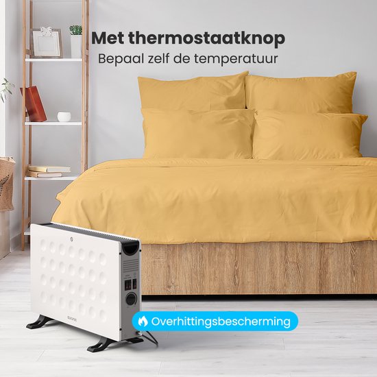 Auronic Convectorkachel - 2000W - Ingebouwde Ventilator - Elektrische Kachel - Met Thermostaat - Heater - Wit