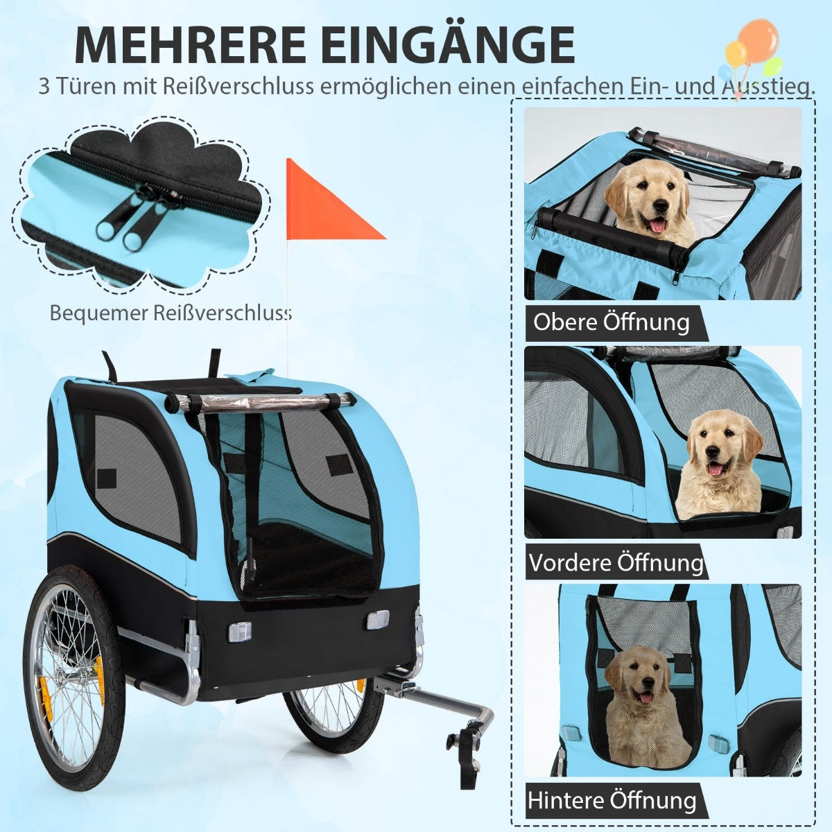 Coast Dog Trailers voor fietsen PET -trailer voor fiets 40 kg veerkrachtig blauw