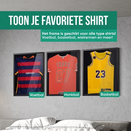 Avalo 3D lijst met glas voor voetbalshirt 60x80 cm zwart
