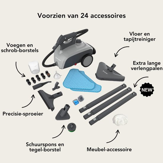 Techweise TS1 Stoomreiniger - 100+ oppervlakten - 45 minuten lang stomen - 3,6 bar - Reinigingsmachine - Stoomreiniger vloer
