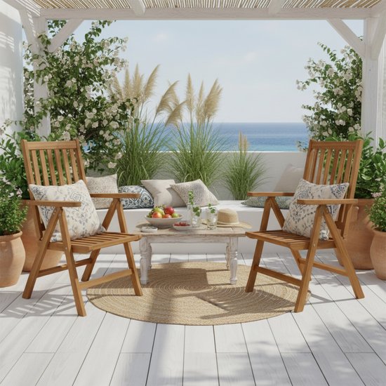 AXI Nuria Teak Verstelbare Tuinstoelen – Houten inklapbare tuinstoelen – 5 Standen – Set van 2 stuks – 100% Teak – 180 kg draagkracht – Tuin, terras of balkon