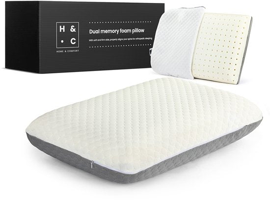 Antibacterieel Dual Memory Foam Hoofdkussen - Polyester - 60 x 40 x 10 cm