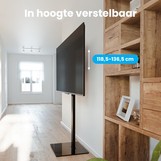 Auronic TV Standaard – Verstelbaar & Draaibaar – Max 60 kg – Voor 37-90 inch – 61 x 41 x 136,5 cm – Zwart