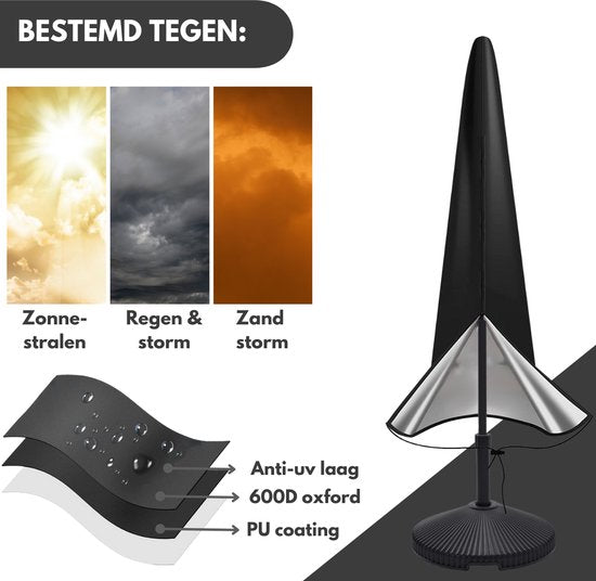 VAIVE Waterdichte Parasolhoes 600D met Rits - Voor Zweefparasol en Staande Parasol